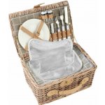 Arôme Piknikový koš pro 4 osoby Zelené pruhy, 48 x 33 x 25 cm – Zboží Dáma