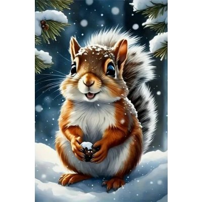 Norimpex Diamantový obrázek Veverka s oříškem v zimě 30 x 40 cm – Hledejceny.cz