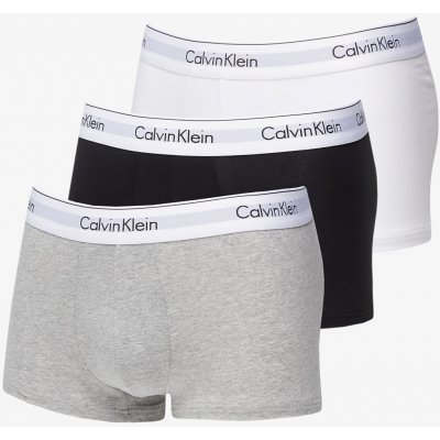 Calvin Klein Modern Cotton Stretch Low Rise Trunk 3-Pack Black/ White/ Grey Heather – Zboží Mobilmania
