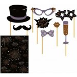 Rekvizity do fotokoutku Happy New Year s pozadím 9 ks – Zboží Dáma