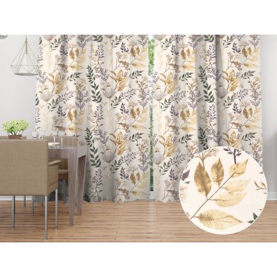 Biante Bavlněný závěs Sandra SA-544 Podzimní větvičky na krémovém 150x190 cm – Hledejceny.cz