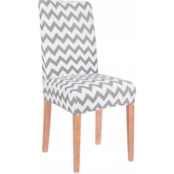 Potah na židli elastický, bílo-šedý, zigzag SPRINGOS SPANDEX