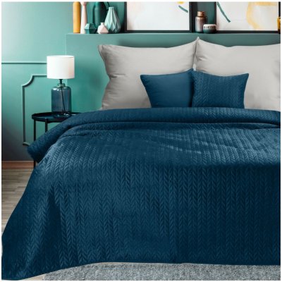 Mondo Italia Sametový přehoz na postel Luiz4 modrý Modrá 170x210 cm – Zboží Mobilmania