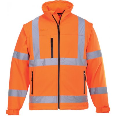 Portwest Bunda S428 Hi-Vis softshellová odepínací rukávy zateplená reflexní Oranžová