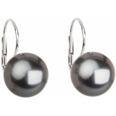 Evolution Group stříbrné náušnice visací s perlou tmavě šedou kulaté 31144.3 dark grey
