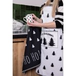Clayre & Eef Bílá bavlněná zástěra se stromky Black&White X-Mas – Hledejceny.cz
