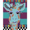 Malování podle čísla zuty Žirafa na barevném pozadí Jonna James 80 x 100 cm bez rámu a bez vypnutí plátna