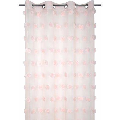 STOF Záclona POMPINOU pudrově růžová, s bambulkami, 135 x 260 cm růžový – Zboží Mobilmania