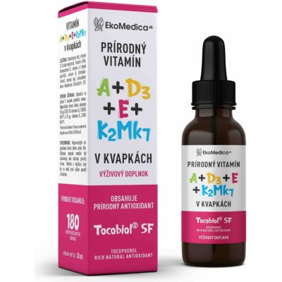 EkoMedica Přírodní VITAMINY A + D3 + E + K2Mk7 v kapkách 30 ml