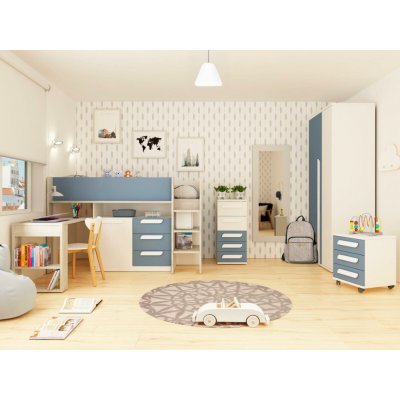 TRS SPAIN Aldo Dětský pokoj s multifunkční postelí Mety wave modrá – Zboží Dáma