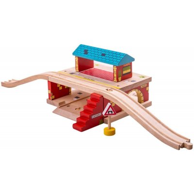 Bigjigs Rail dřevěné autodráhy Nádraží nad cestou