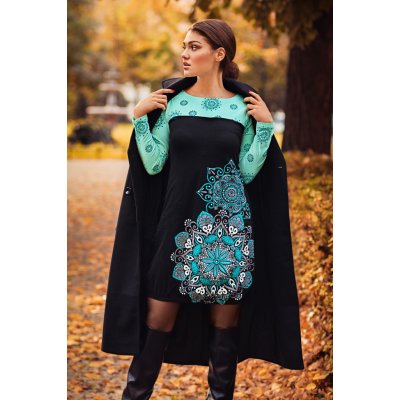 Himalife Balonové šaty Aruba černá s tyrkysovou – Zboží Dáma