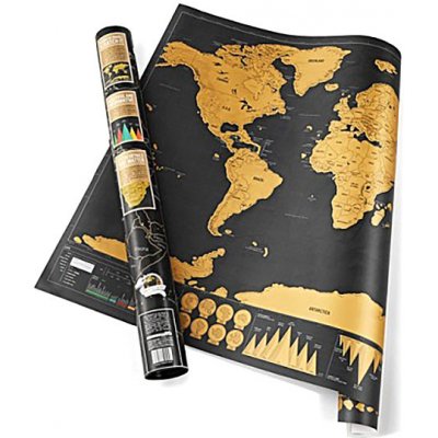 Stírací mapa světa - deluxe černá – Zboží Mobilmania