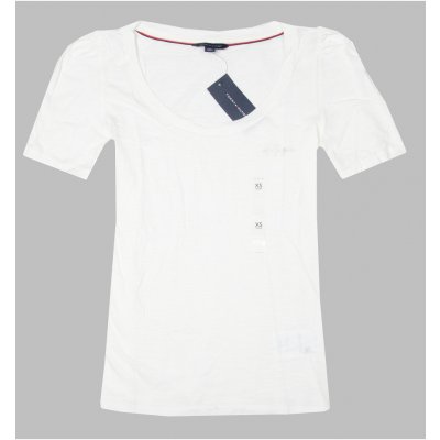 Tommy Hilfiger dámské tričko s krátkým rukávem Solid bílé – Sleviste.cz