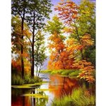 Norimpex Diamantový obrázek 30x40cm Podzimní řeka – Hledejceny.cz