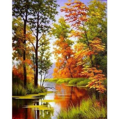 Norimpex Diamantový obrázek 30x40cm Podzimní řeka – Hledejceny.cz