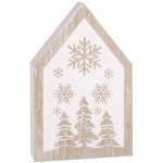 Anděl Přerov Domek s bílým potiskem dřevěný na postavení 7,5 x 12 x 2 cm – Hledejceny.cz