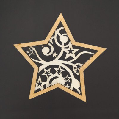 AMADEA Dřevěná ozdoba hvězda ornament dvojitá 9 cm český výrobek – Hledejceny.cz