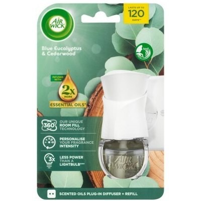 Air Wick Elektrický osvěžovač vzduchu + náplň Eukalyptus a cedrové dřevo 19 ml – Zboží Dáma