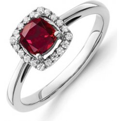 JVD Dámský stříbrný zásnubní prsten se zirkony a červeným rubínem SVLR0469SH2R152