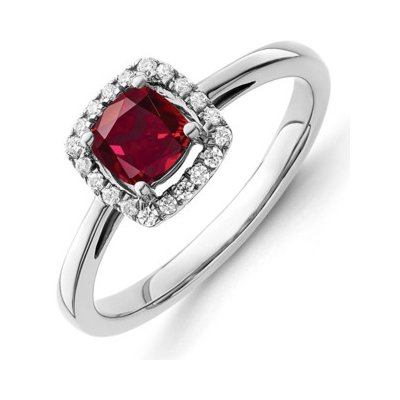 JVD Dámský stříbrný zásnubní prsten se zirkony a červeným rubínem SVLR0469SH2R152