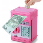 POKLADNIČKA TREZOR BANKOMAT PRO DĚTI NA PŘÍSTUPOVÝ KÓD PIN BANKOVKY MINCE – Hledejceny.cz