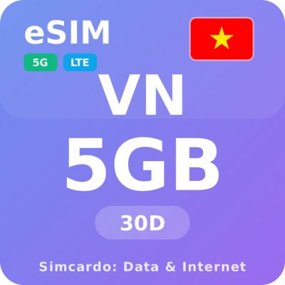 Vietnam Mobilní Internet - eSIM 5GB 30 dní datová SIM karta – Zboží Mobilmania