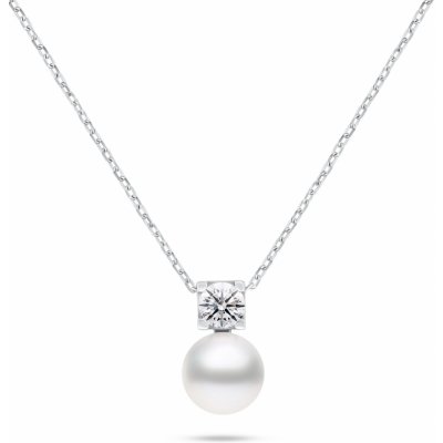 Brilio Silver Stříbrný náhrdelník s pravou perlou a kubickým zirkonem NCL212W – Zboží Mobilmania