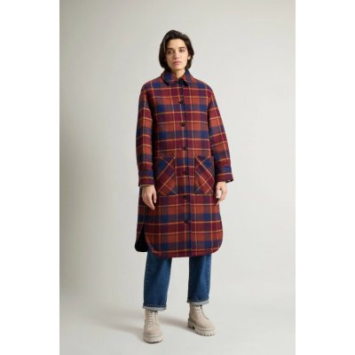 Woolrich Compact Wool Overcoat Syrah hnědá – Zboží Mobilmania