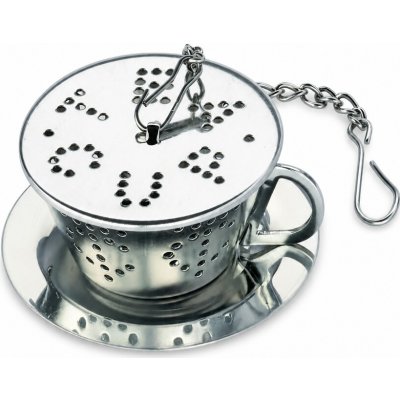 Čajová zahrada Sítko na čaj Šálek – nerez s řetízkem a podložkou – Sleviste.cz