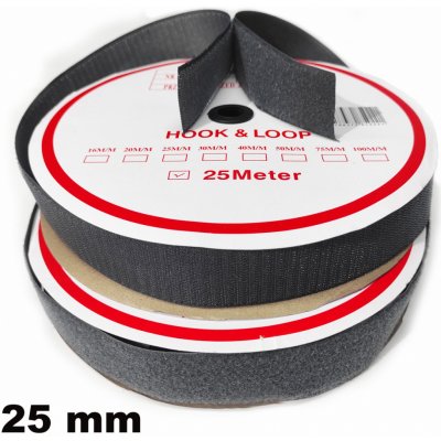 Pásek na suchý zip Háček a Smyčka set barva grafitová 25 mm balení 25 m – Hledejceny.cz