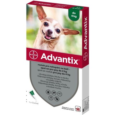 Advantix Spot-on pro psy do 4 kg 1 x 0,4 ml – Zboží Mobilmania