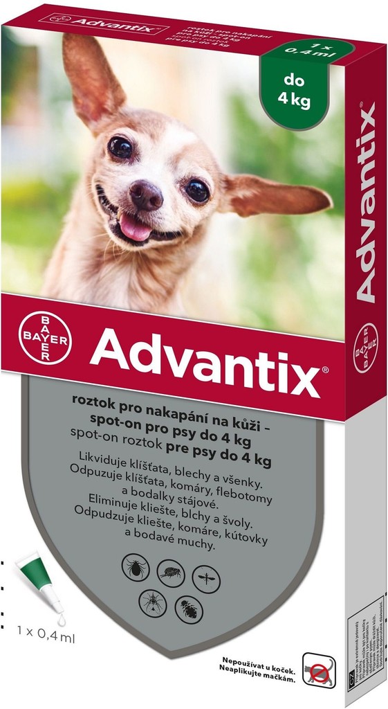 Advantix Spot-on pro psy do 4 kg 1 x 0,4 ml