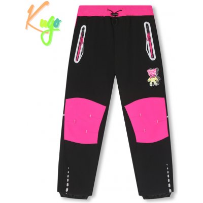 Kugo HK2515 Dívčí softshellové kalhoty zateplené černá / růžový pas – Zboží Mobilmania