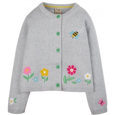 Frugi dětský pletený kardigan Květiny a čmelák – Zboží Dáma