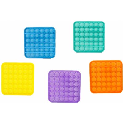Bubble pops Praskající bubliny silikon antistresová 5 barev čtverec – Zboží Mobilmania