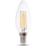 V-TAC Retro LED filament žárovka E14, 4W, 400lm, svíčka Studená bílá – Hledejceny.cz