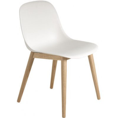 Muuto Fiber Side Chair Wood Base bílá / dub