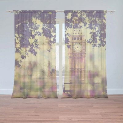 Záclony Londýn Big Ben Flowers: 2 ks - 150x250 cm - Sablio – Hledejceny.cz