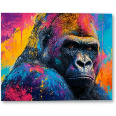 Plakát – Portrét gorily v pop-artových barvách 75 × 60 cm Bez rámu Ano Bez rámu – Hledejceny.cz