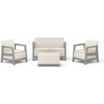 Keter Scandi set dvousedadlová pohovka + 2 křesla + úložný stůl béžovo šedý 264036 – Hledejceny.cz