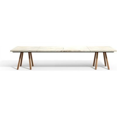 Tribu Teakový jídelní stůl Vis a Vis, obdélníkový 300x99x75 cm, rám teak, deska travertine – Hledejceny.cz