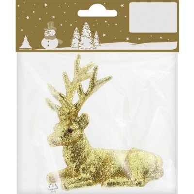 GEROMA Vánoční dekorace jelen plastový zlatý lesklý 9 x 10 cm – Hledejceny.cz