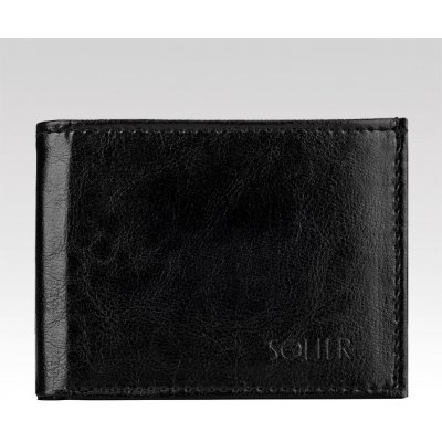 SOLIER Pánská kožená černá peněženka SW06 black černá