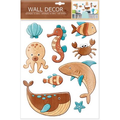 Wall decor Mořská zvířátka - samolepící dekorace 27x41 cm