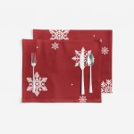 Goldea vánoční prostírání 100% bavlněné plátno sněhové vločky na červené 2ks 30x40 cm – Zboží Dáma
