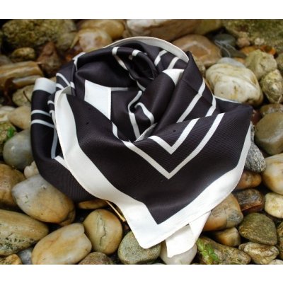 šátek černý smetanový hedvábný luxusní – Zboží Mobilmania