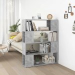 Regálová knihovna Room Divider Concrete Šedá 100x24x124 cm – Zboží Mobilmania