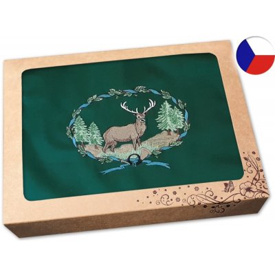 Povlečení Plus Pánská zástěra pro myslivce v dárkovém balení zelená 72x100 Jelen v lese – Zboží Dáma