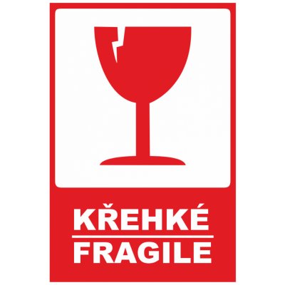 KŘEHKÉ - FRAGILE lakovaná papírová samolepka 120x80 mm – Zboží Dáma
